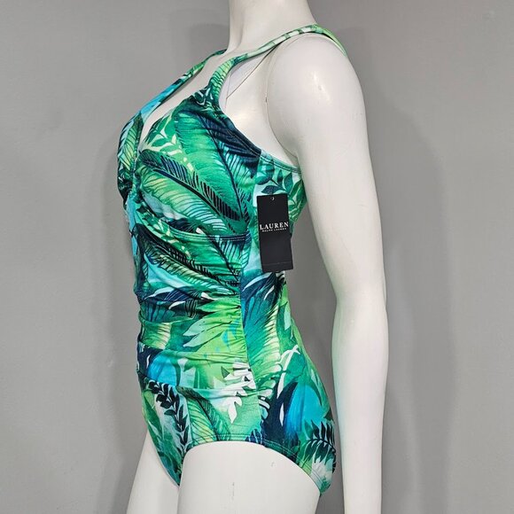 Lauren Ralph Lauren Tropical Printed Square-Ring One-Piece Swimsuit - Picture 3 of 12
